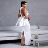 Plataz Women's Big Bow Showy Bandage Party Party Dress Sexy Dress