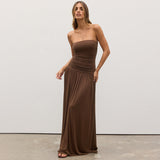 Plataz Women's Solid Color Sleeveless Bare Back Repair Folded Bra Dress DJPT