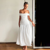 Plataz Women's Uniform Shoulder Simple Elegant Sexy Dress DJPT