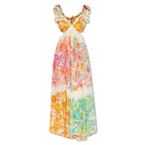 Plataz Women's New V-Neck Waist Thin Long A-Character Printed Dress HZ0628