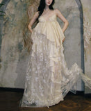Plataz New V-Neck High-End Sling Dress Retro Niche Dress Wedding Morning Dress
