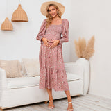 Plataz 2025 New Spring Pregnant Woman Chiffon Dress Small Broken Floral Dress Maternity