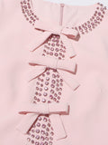 Plataz Elegant Style Dress 2025 Summer New Round Neck Heavy Industry Nail Drill Splicing Bow Dress Woman