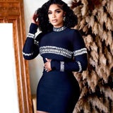 Plataz Fashion Water Drill Bandage Dress Temperament Tight-Buff Party Dress Dress