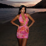 Plataz Holiday Printed Suffixed Dress 2025 Summer New Dew Beach Short Dresses DJPT