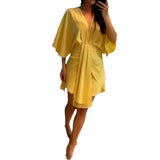 Plataz Summer New Women's Fashion V-Neck Simple Irregular Dress