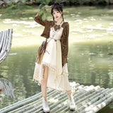 Plataz Design Fantasy Sand Chinese Style Improvement Chinese Elements Of Women's Top Dress Suit 7076