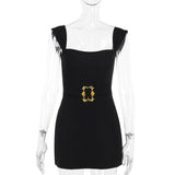 Plataz Summer 2025 New Sexy Bag Evening Dress Fashion Style Metal Accessory Vest Dress Woman DJPT