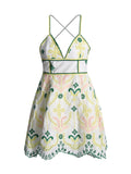 Plataz Women's Dress 2025 Still High-End Embroidery Print Sexy Slings Hollow Summer Bottoming Dress
