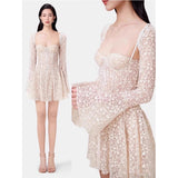 Plataz 2025 Fang Tangsu Strap Horn Sleeve A-Sided Lace Embroidery Skirt