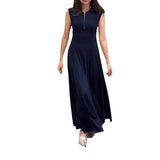 Plataz New 2024 Light Wind Style Waist Temperament Retro Comfortable Sleeveless Long Skirt