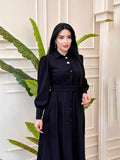 Plataz 2024 New Elegant Temperament Belt Belt Solid Color Collar Dress