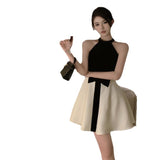 Plataz Niche Hepburn Style Temperament Sexy Sleeveless Shoulder Hanging Neck Dress Female Summer High-Sensing Dress Small Black Dress