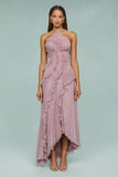Plataz For High-End Chiffon Dress Women Lotus Edge Folding Design Thin Long Dress Fast Fashion HZ0628