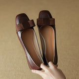 Plataz Size Shoes Bows Light Mouth Single Shoes Women's Head Low Heels 2024 Spring New Women's Shoes High Quality Shoes