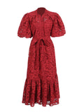 Plataz Vintage Elegant Dress 2025 Summer New Single-Rebutted Embroidered Printed Dress With Short Sleeve Dress Woman