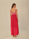 Plataz Sensense Fish-Shaped Three-Dimensional Embroidery Chest Pressure Folded Red Sling Dress 2024 Spring And Summer New