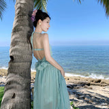 Plataz Sanya Beach Dress Seaside Holiday Atmosphere Hanging Neck Dress Sexy Naked Dress Woman