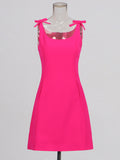 Plataz A Skirt 2025 Summer New Small Fragrant Wind U-Neck Bow Decorated Sexy Sling Dress