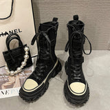 Plataz Thick Low Martin Boots Station To Do Old Retro Workwear High-Top Knight Boots Round Head Pine Cake Low Side Zipper Skin High Quality Shoes