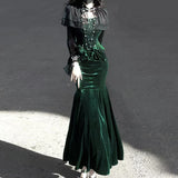 Plataz Teased Original Dark Forest Lolita Girl Lolita Top Fishtail Dress Daily Cute Set 7178