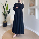 Plataz Women's Autumn 2024 Muslim Round Lantern Sleeve Elegant And Comfortable Dress