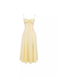 Plataz Retro Temperament Sexy Hottie Thin Belt Sling Dress Girl 2024 Spring And Summer Open Long Dress