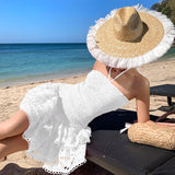 Plataz Holiday Style Bra Dress Embroidered Hem Moistle Short A-Dress Girl