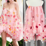 Plataz Gentle And Gradient Handmade Flowers Suspension Beautiful Dresses Women's Holiday Dresses