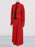 Plataz Elegant Style Dress Spring 2025 New Collar Tie Sexy High-Waist Opening Dress Dress Woman