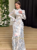 Plataz Spring Gentle Style Dress With Printed Sleeve Dress