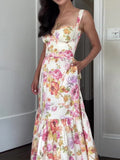 Plataz French Temperament Elegant Floral Prints Sling Dress In Summer 2024