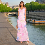 Plataz Elegant Tea Break Dress 2025 Summer New Slings Print Backs To The Leaves Of The Dress Woman HZ0628