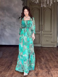 Plataz Summer Women's Fashion Fashion Printed Long Dress Elegant Dress With Long Sleeves