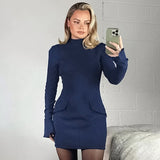 Plataz Autumn New Fashion Sexy Hottie Bag Hip Dress Temperament Professional Style Long-Sleeved Dress Woman DJPT