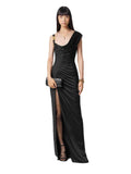 Plataz Luth Star Of The Same 2024 Summer Famous Temperament Folded Asymmetrical Shoulder Opening Black Dress Dress