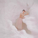Plataz 2025 Champagne Butterfly Flower Hollow Embroidery Dress Dress Dress 9010