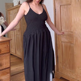 Plataz Women's Summer V-Neck Suspension Suspension Suspension Sumley Sumley High Waist Temperament Dress