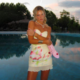 Plataz Spring 2025 New Dress Mori Style Temperament Casual Print Braided Kitty Skirt DJPT