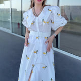 Plataz New Summer Women's Clothing Prints Thin Waist Fashion Fairy Style Dress