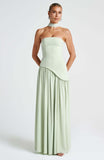 Plataz 2025 New Solid Color Sleeveless Chest Open-Back Splicing Dress