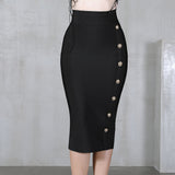 Plataz And Winter New Waist Slim Half Skirt Fashion Slit Buckle Long Skirt Slim Bandage Nepotism