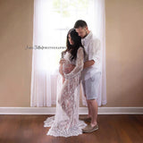 Plataz Pregnant Woman Shoots Photo Lace Dress Pregnant Woman Before Opening Lace Drag Dress 8849 Maternity