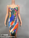 Plataz Body Print Sexy Slings With Thin Ass Dress Spice Girls High-Sensing Women's Temperament Dress