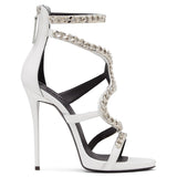 Plataz Red White Black High Heel Sandals Bag Chain Sexy High Heels Chengdu High Quality Shoes