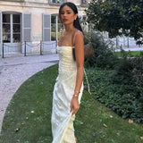 Plataz With The Same Retro Cream-Colored Sling Print-Deli Dress Sweet And Gentle Wind Birthday Evening Dress