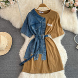 Plataz Hong Kong Flavor Temperament With Belt Round Tie Color Denim Shirt Spring New Chic Leisure Medium DJPT