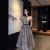 Plataz 2025 Summer Round Collar Lace Three-Dimensional Flower Mesh Embroidery Dress