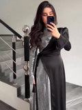 Plataz 2024 Fashion Temperament Long Sleeve Splicing Squint Design Fake Two-Piece Dress