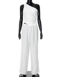 Plataz Women's Solid Color Sleeveless Sleeveless Back Strap Strap Strap Strap Trousers Set DJPT